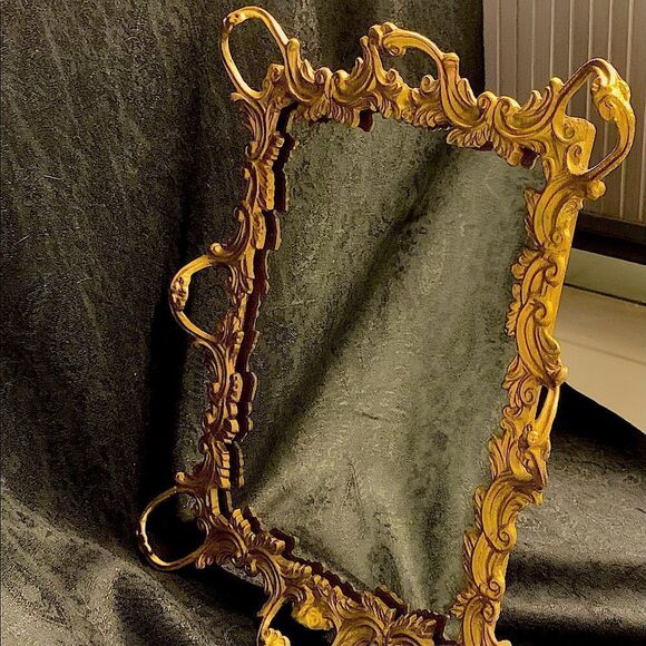 Victorian antique Ornate gilt frame mirror tabletop -dresser -wall euc 10” x 12” - Picture 1 of 13